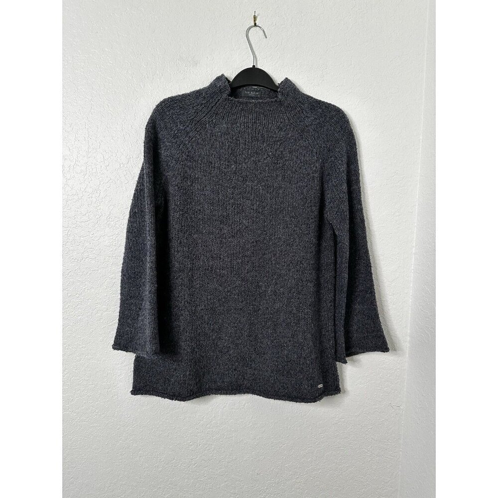 Ted Baker London Women’s High Neck Charcoal Color Pullover Sweater Size 2